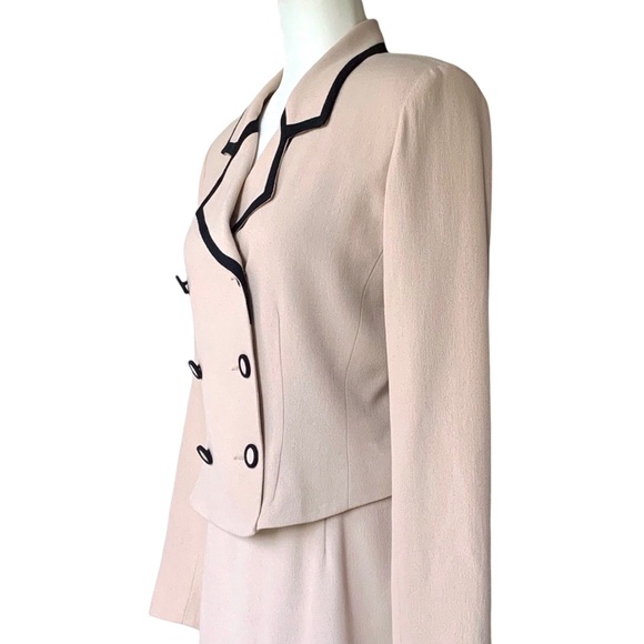 Vintage Barami fitted double breasted hourglass blazer suit jacket w/brown trim - Picture 2 of 10